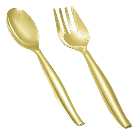 Smarty Had A Party Gold Disposable Plastic Serving Flatware Set - Serving Spoons and Serving Forks (60 Pairs), 120PK 2642-GCS-CASE